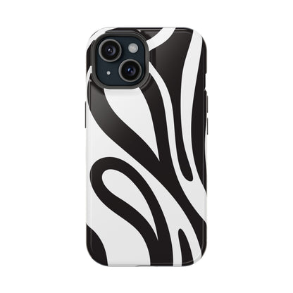 Modern Black and White Abstract Tough MagSafe iPhone Case – Bold Graphic Pattern with Dual-Layer Protection