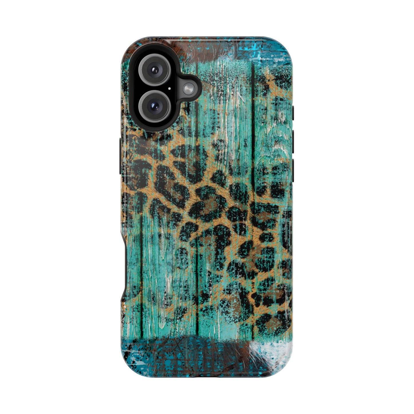 Turquoise Rustic Leopard Wood - MagSafe  iPhone Series Case