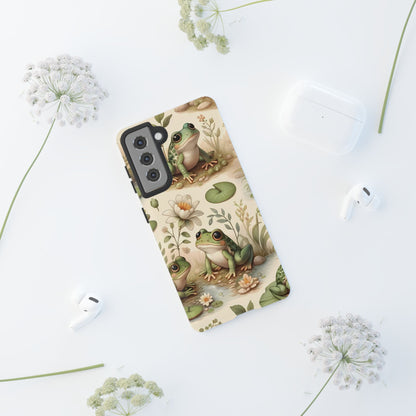 Cute Frogs Phone Case - Pond Pals Frolic - Charming Frog Lily Pad Phone Case for iPhone, Google & Samsung! Great Gift For Any Frog Lover!