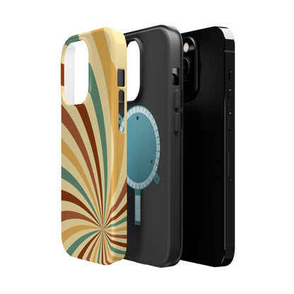 Earthy Retro Swirl MagSafe iPhone Case – Dual-Layer Protection with 70s-Inspired Earth Tones