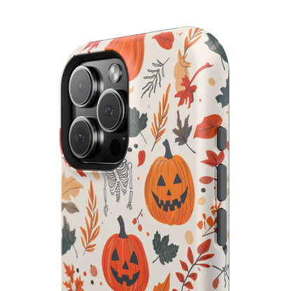 Halloween Pumpkin & Skeleton MagSafe iPhone Case – Spooky Autumn Design