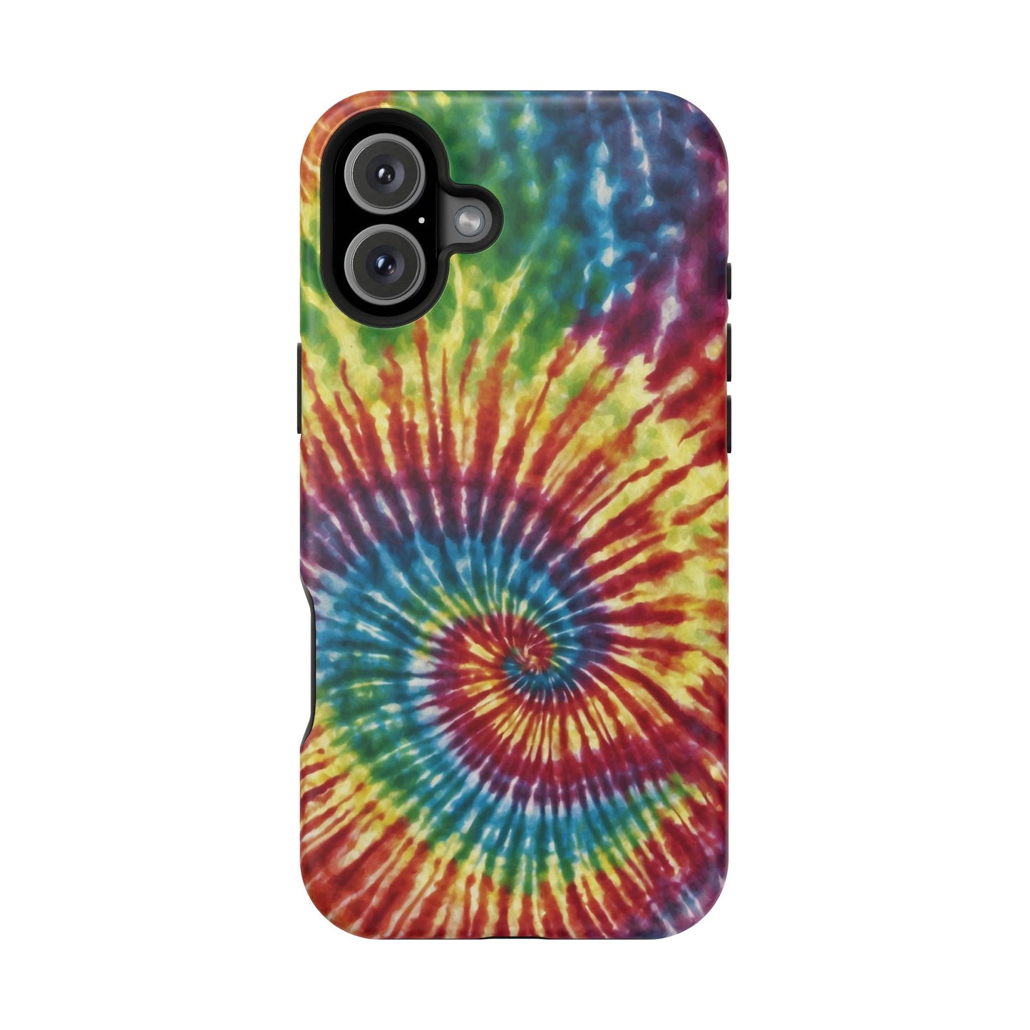 Vibrant Spiral Tie-Dye MagSafe Case – Retro Rainbow Design