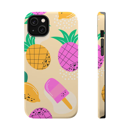 Tropical Pop MagSafe iPhone Case – Fun Pineapple & Lemon Design with Vibrant Summery Colors