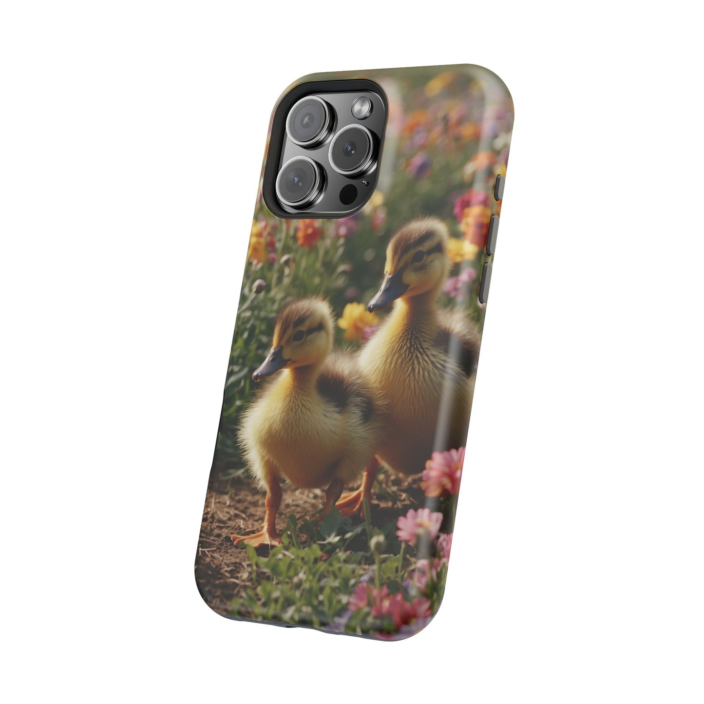 Charming Ducklings in Floral Garden - MagSafe iPhone Case