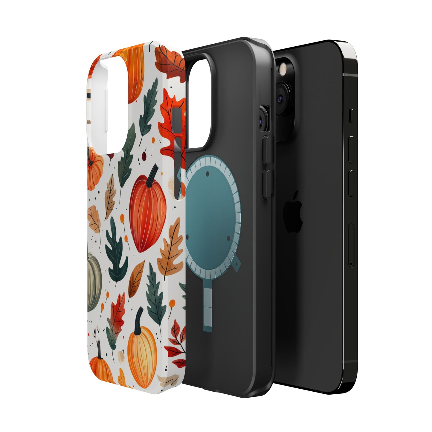 Autumn Harvest MagSafe iPhone Case - Pumpkin and Fall Leaf Design