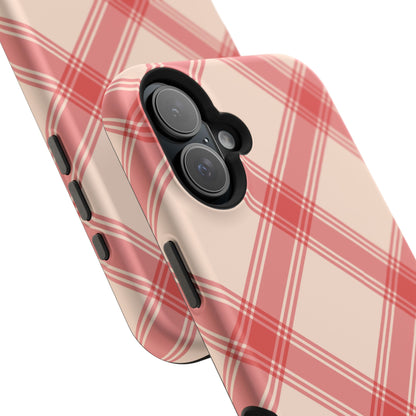 Soft Peachy Red Plaid MagSafe Case