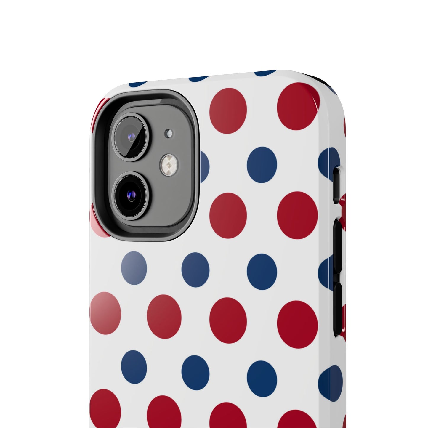 Patriotic Navy, White, and Red Polka Dot iPhone Case