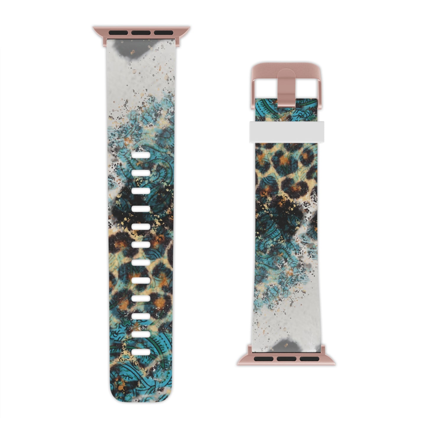 Turquoise Paisley Cowhide Leopard Apple Watch Band