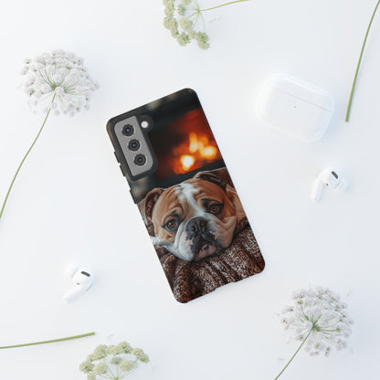 Cozy Bulldog Samsung Galaxy Case – Fireside-Inspired Protective Cover