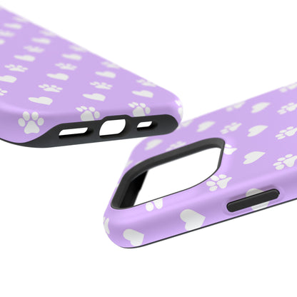 Lilac Paw Prints & Hearts – MagSafe iPhone Case