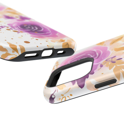 Soft Purple & Gold Floral Splash - MagSafe iPhone Series Case