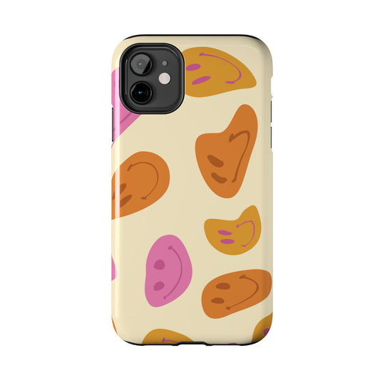 Retro Smiley Faces iPhone Case – Shockproof, Matte Finish, Dual-Layer Protection