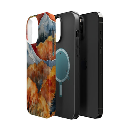 Autumn Mountain Forest Watercolor - MagSafe iPhone Case