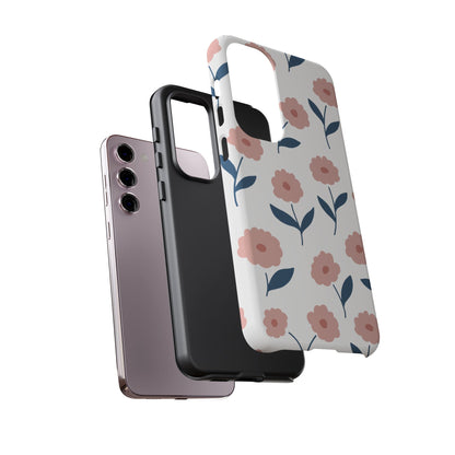 Playful Pink Floral Tough Samsung Galaxy Case – Soft Pastel Design, Slim & Shockproof