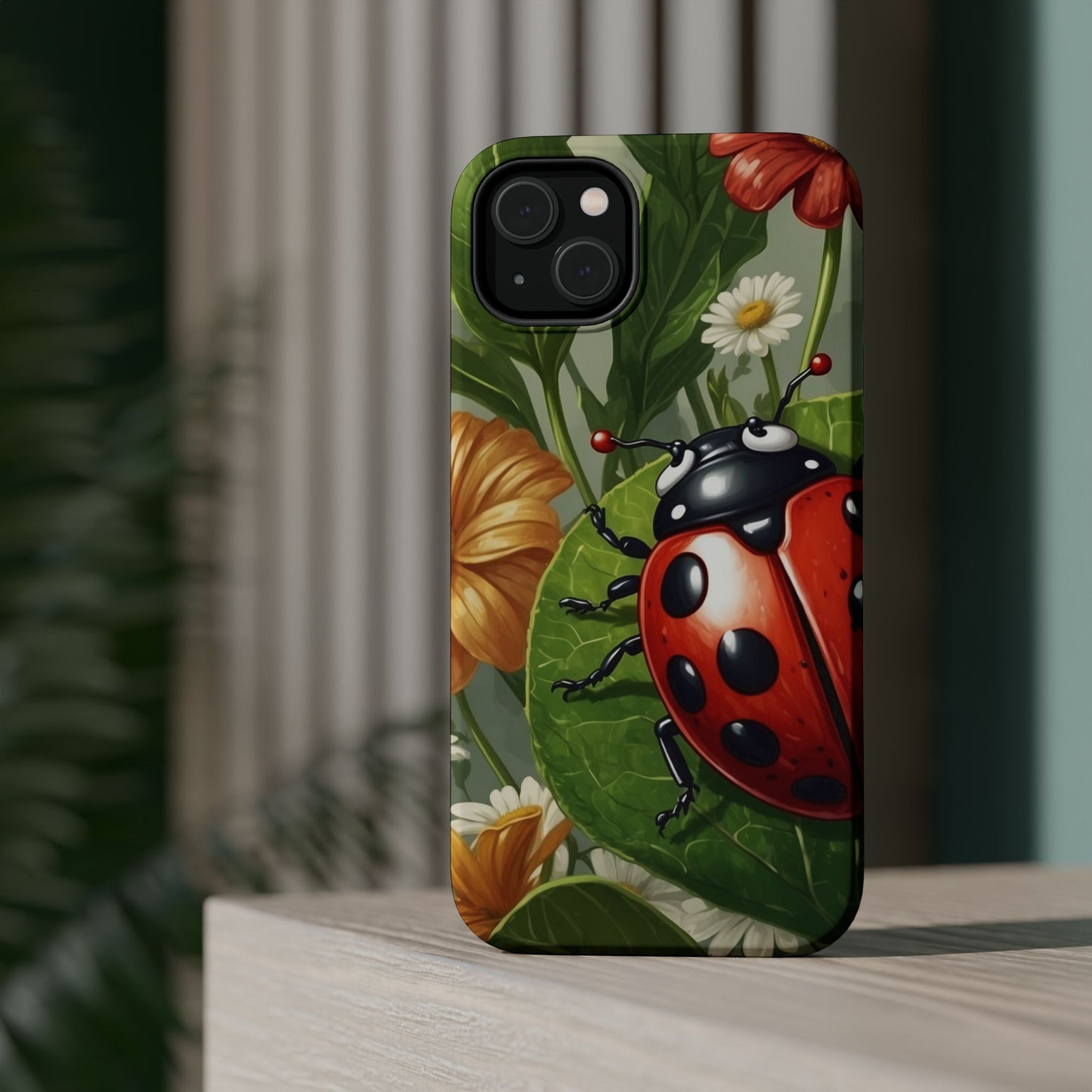 Ladybug Garden MagSafe iPhone Case – Whimsical Floral Design