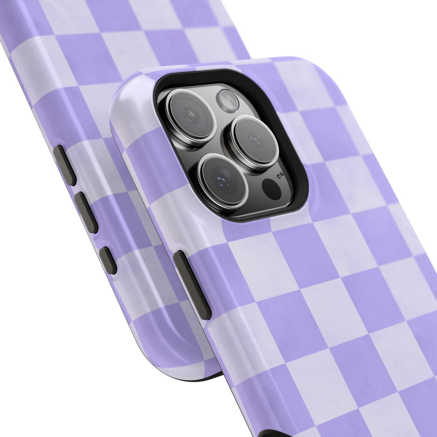 Lavender Checkerboard MagSafe iPhone Case – Shockproof, Smooth Matte Finish, Dual-Layer Design