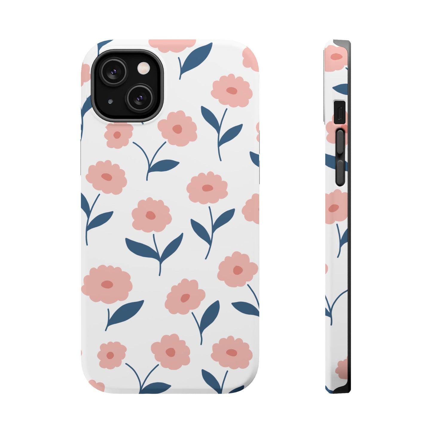 Playful Pink Floral Tough MagSafe  iPhone Case – Soft Pastel Design, Slim & Shockproof