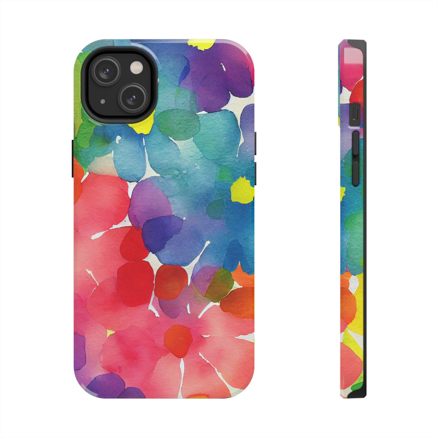 Rainbow Bloom Watercolor iPhone Case – Slim Design, Glossy Finish