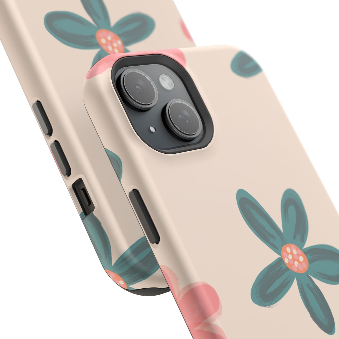 Vintage Floral Tough MagSafe iPhone Case – Soft Matte Finish with Dual-Layer Protection