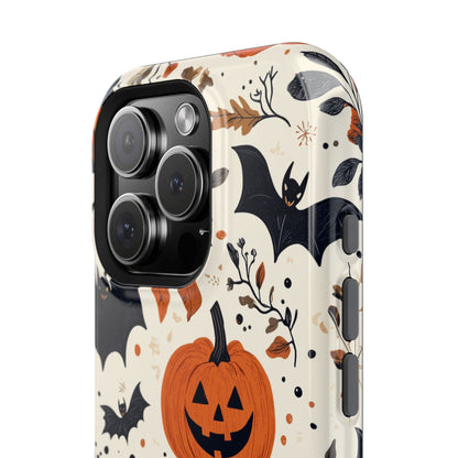 Charming Halloween MagSafe iPhone Case – Pumpkin, Bats, and Spooky Lantern Design