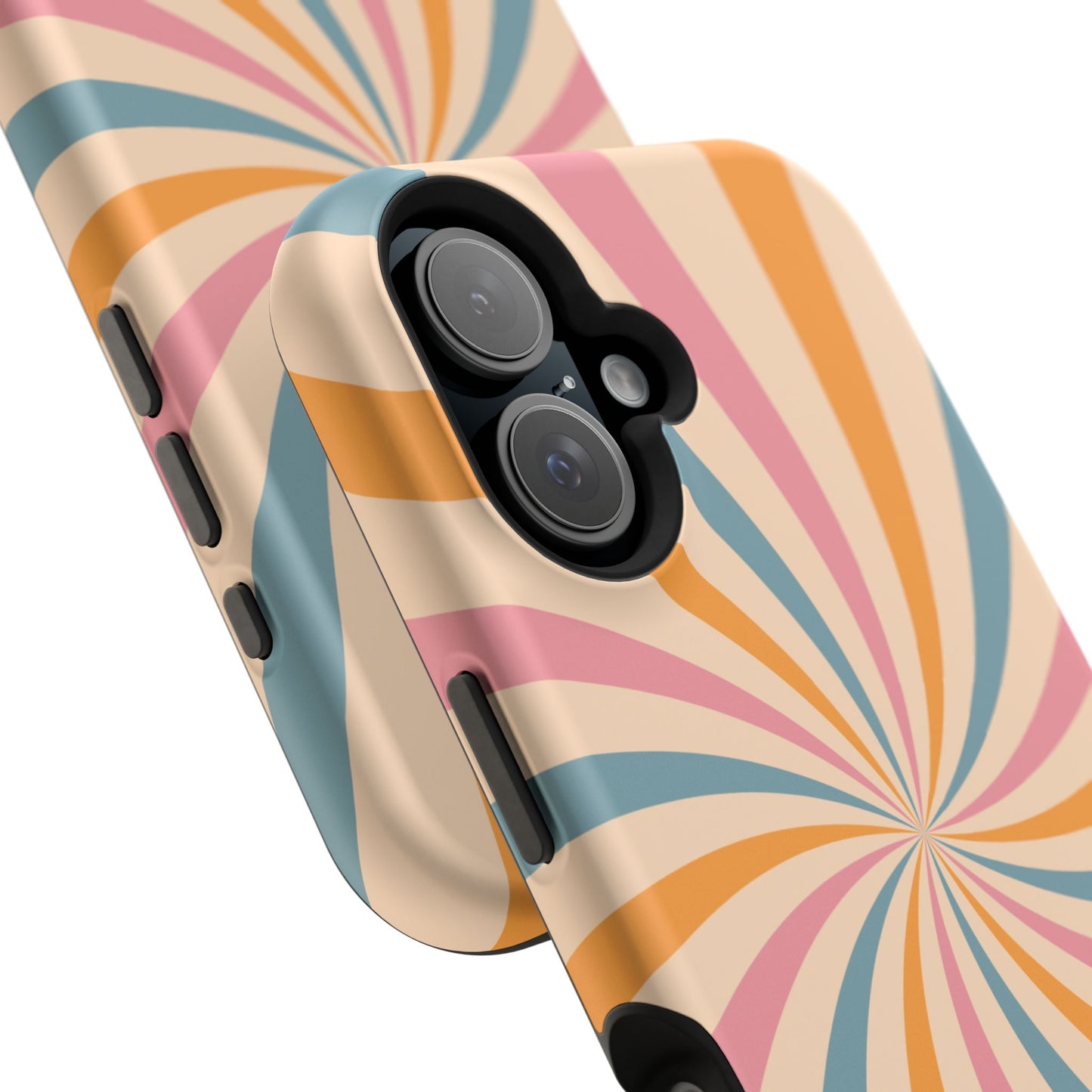 Retro Swirl Pattern MagSafe iPhone Case – Bold 70s Vibe in Pink, Orange, and Orange