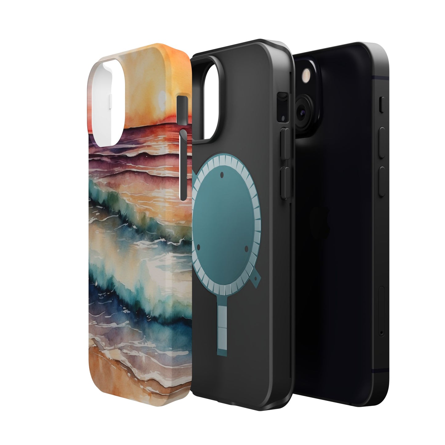 Sunset Waves MagSafe iPhone Case – Vibrant Watercolor Design