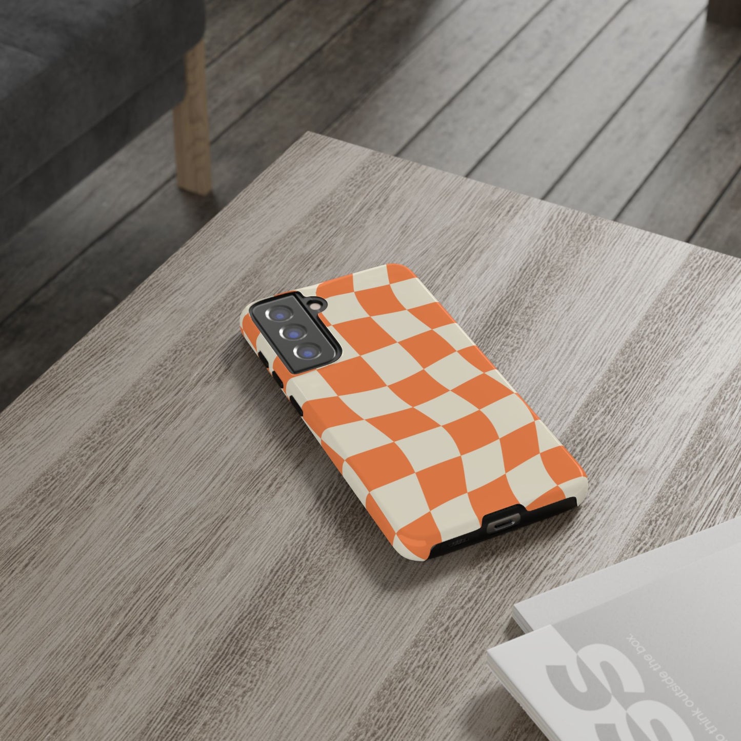 Wavy Retro Checkerboard Samsung Galaxy Case – Shockproof, Matte Finish, Dual-Layer Protection