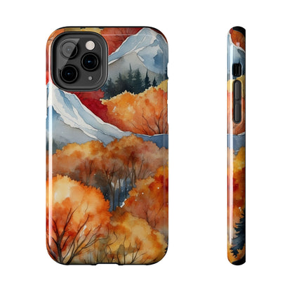 Autumn Mountain Forest Watercolor - iPhone Case