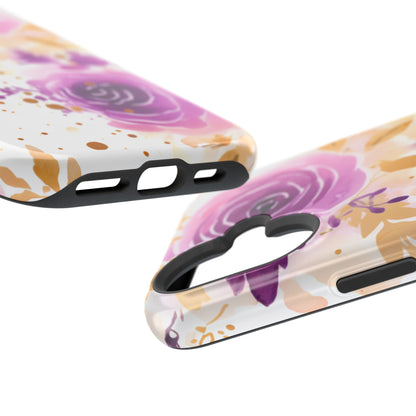 Soft Purple & Gold Floral Splash - MagSafe iPhone Series Case