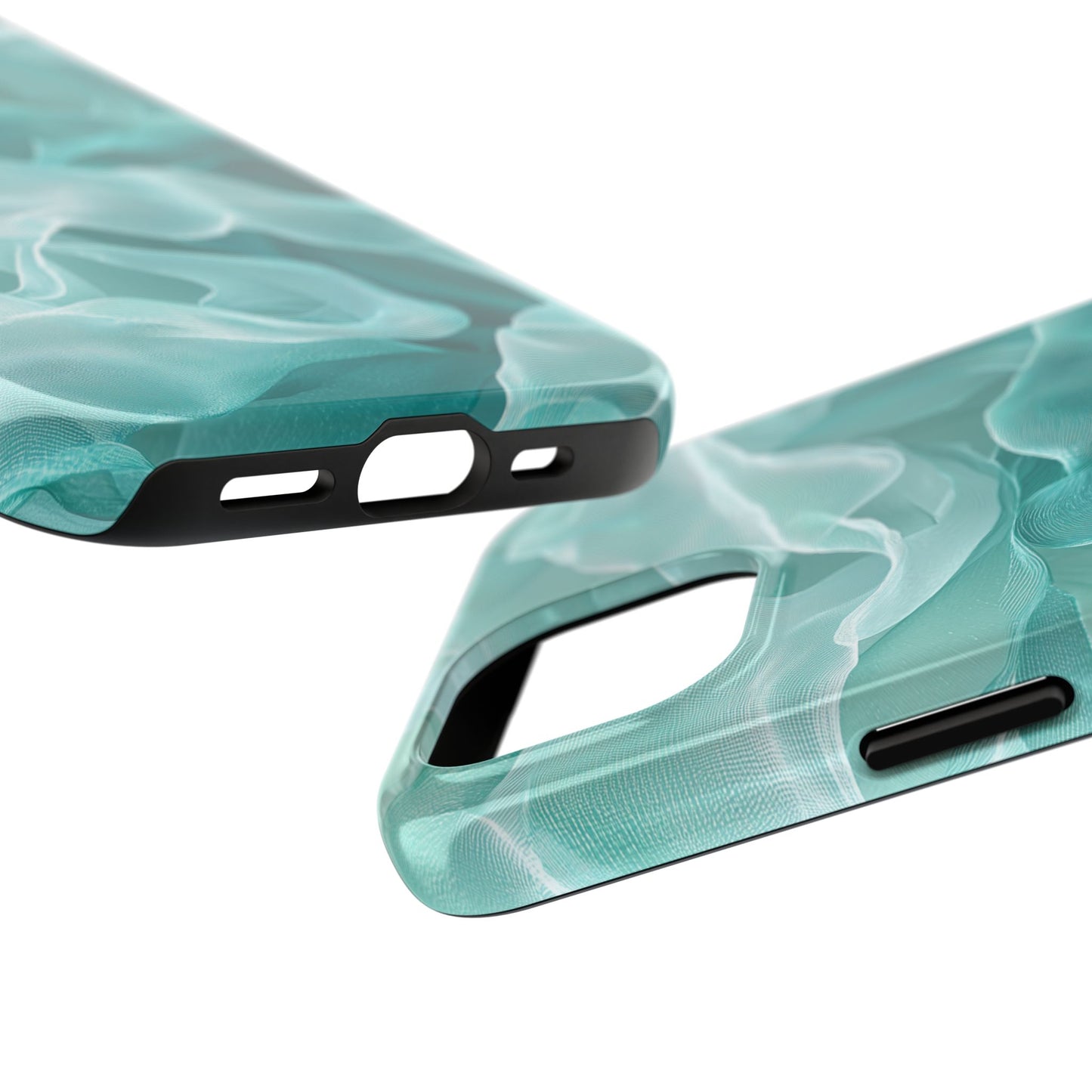 Elegant Flowing Teal Fabric iPhone Case – Soft Waves Design - BOGO Cases