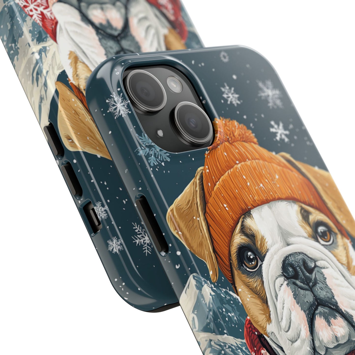 Cozy French Bulldog iPhone Case – Rustic Fireplace Protective Cover