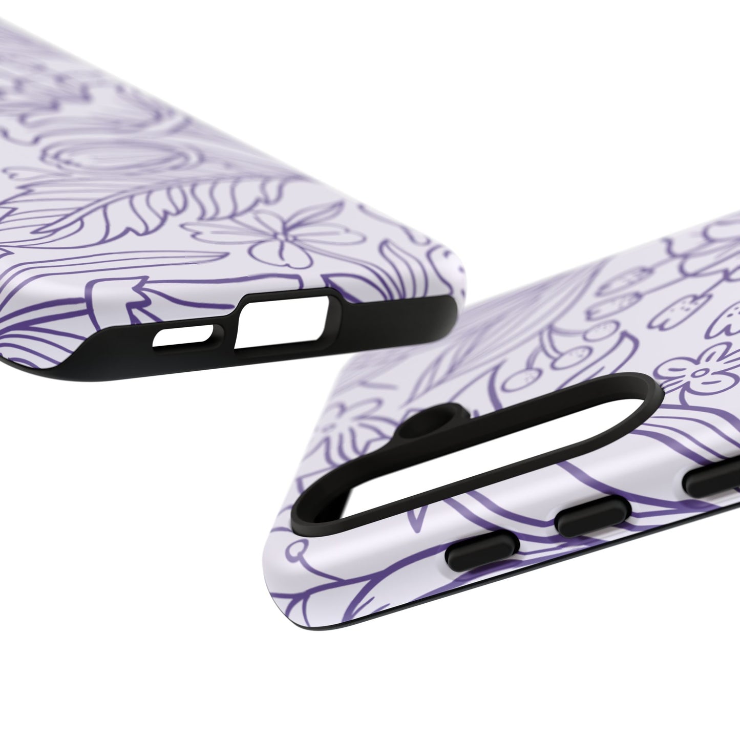 Lavender Floral Line Art Tough Samsung Galaxy Case – Minimalist Botanical Design with Dual-Layer Protection