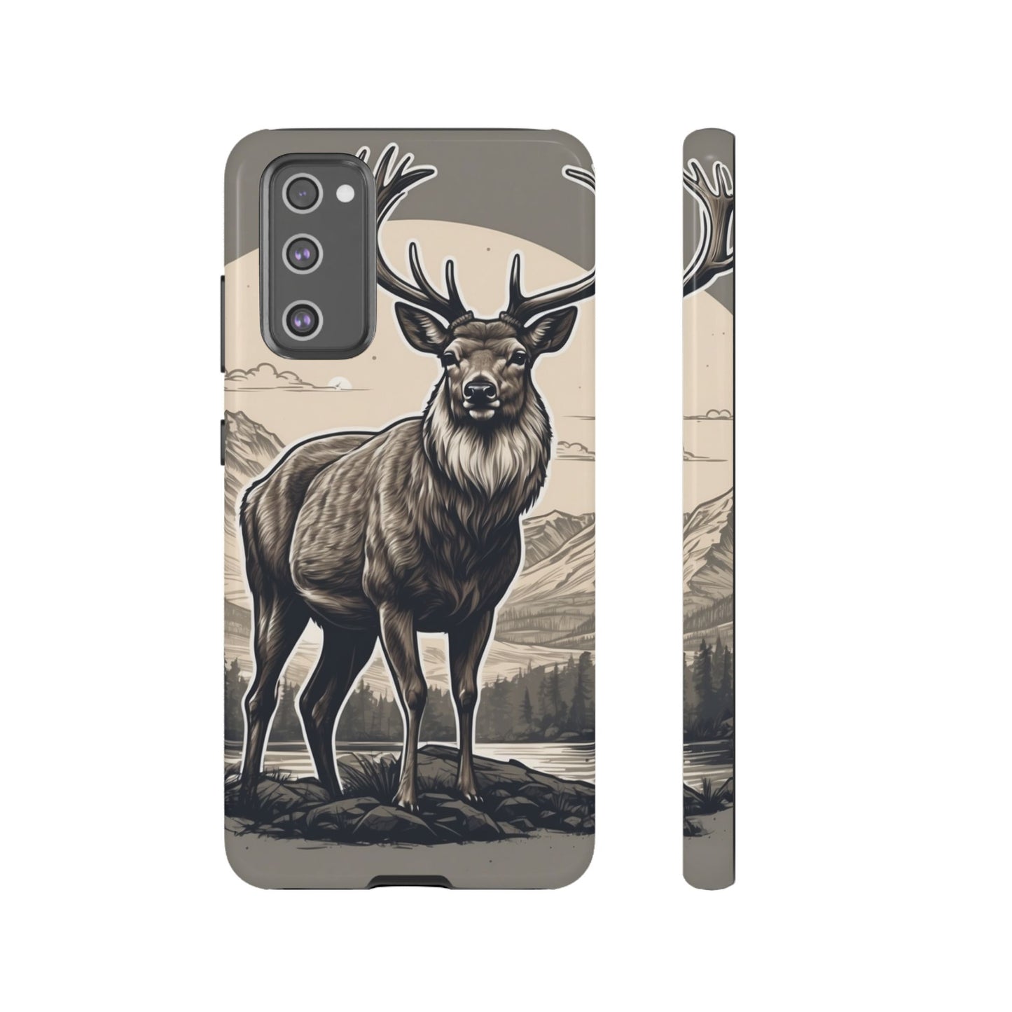 Monochrome Majesty – Regal Stag Samsung Galaxy Phone Case