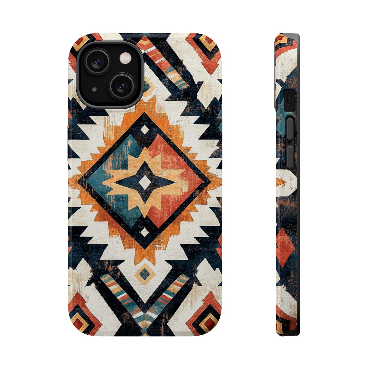 Vintage Southwestern Diamond Tough MagSafe iPhone Case – Rustic Tribal Design, Dual-Layer Protection