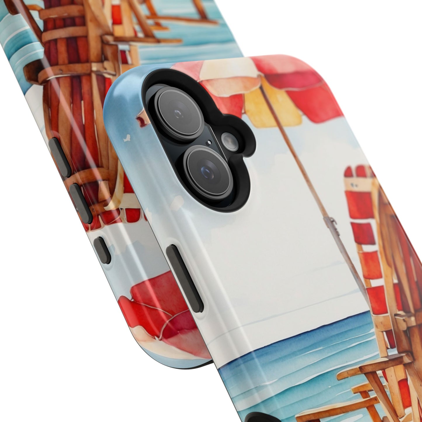 Beach Bliss MagSafe iPhone Series Case – Relaxing Seaside Chair and Umbrella Design