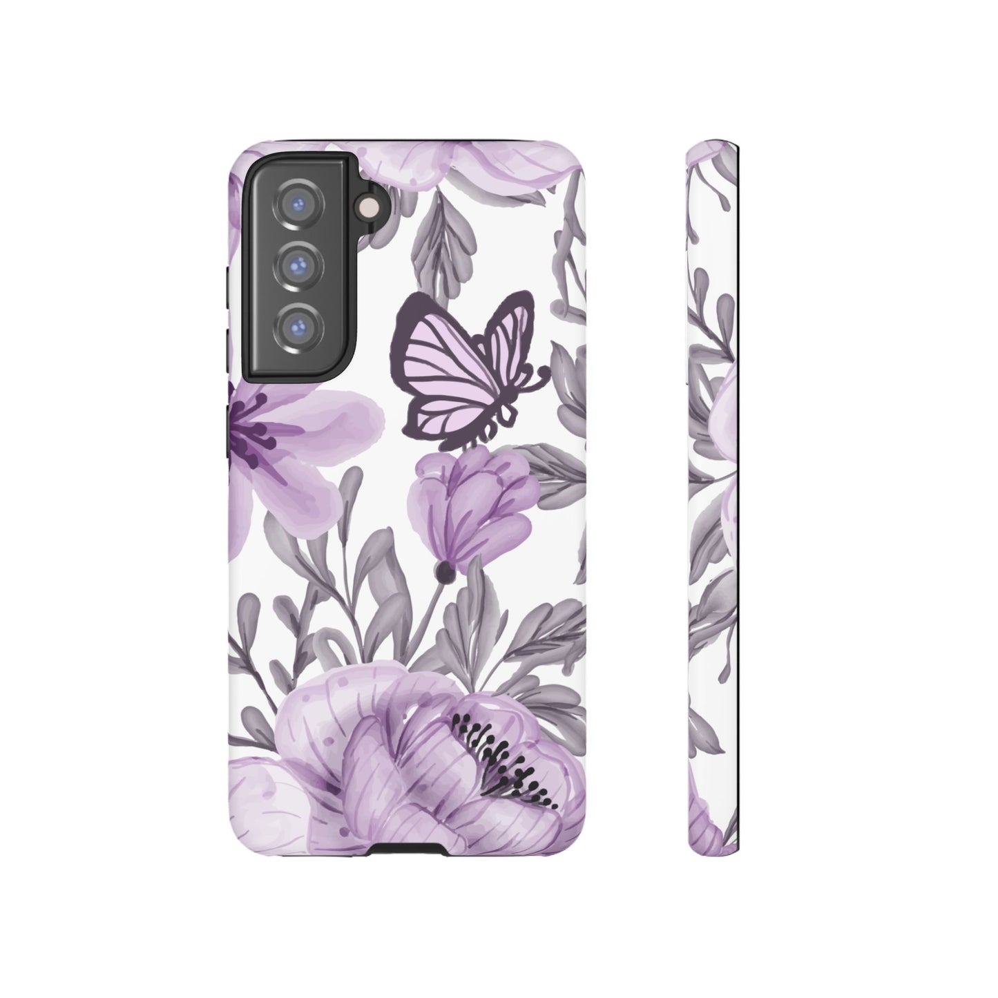 Lavender Bloom Butterfly Samsung Galaxy Case – Delicate Floral Design with Watercolor Details