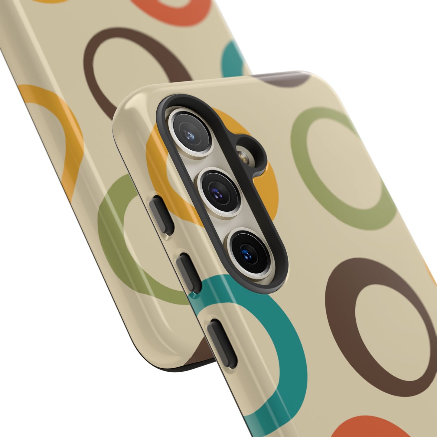 Retro Colorful Rings Samsung Galaxy Case – Shockproof, Matte Finish, Dual-Layer Protection