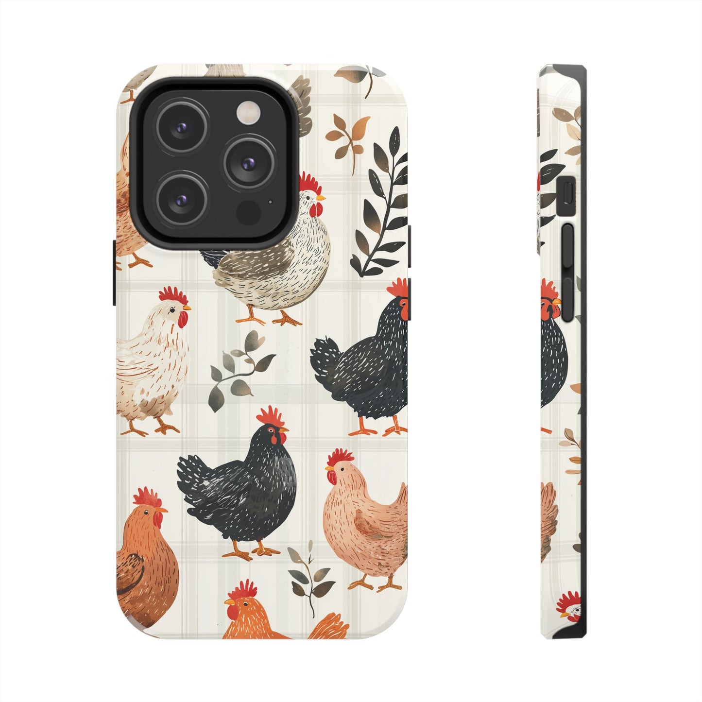 iPhone Case: Vintage Chicken & Leaves – Farmhouse Style Case