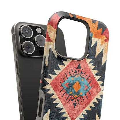 Bold Aztec Pattern Tough MagSafe iPhone Case – Vibrant Geometric Design, Dual-Layer Protection