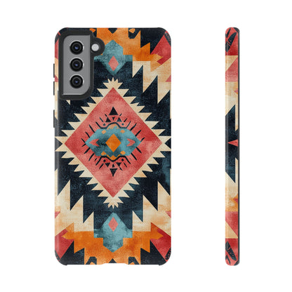 Bold Aztec Pattern Tough Samsung Galaxy Case – Vibrant Geometric Design, Dual-Layer Protection