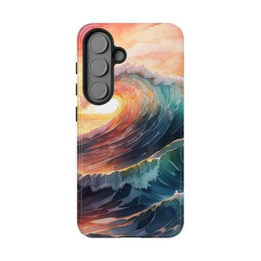 Ocean Sunrise Wave Samsung Galaxy Case – Vibrant Watercolor Wave Design