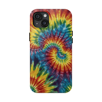 Retro Tie-Dye Swirl iPhone Case – Rainbow Spiral Design