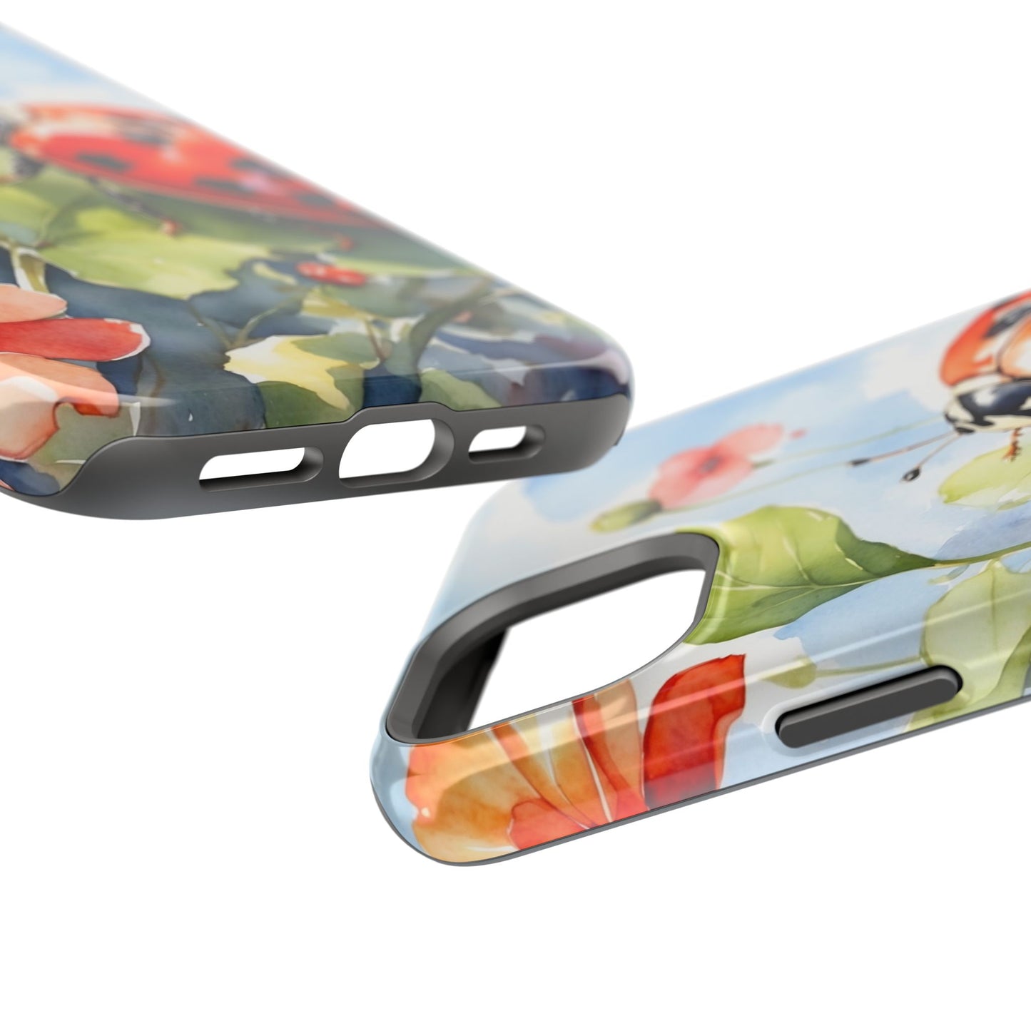 Watercolor Ladybug & Poppy Fields - MagSafe iPhone Case