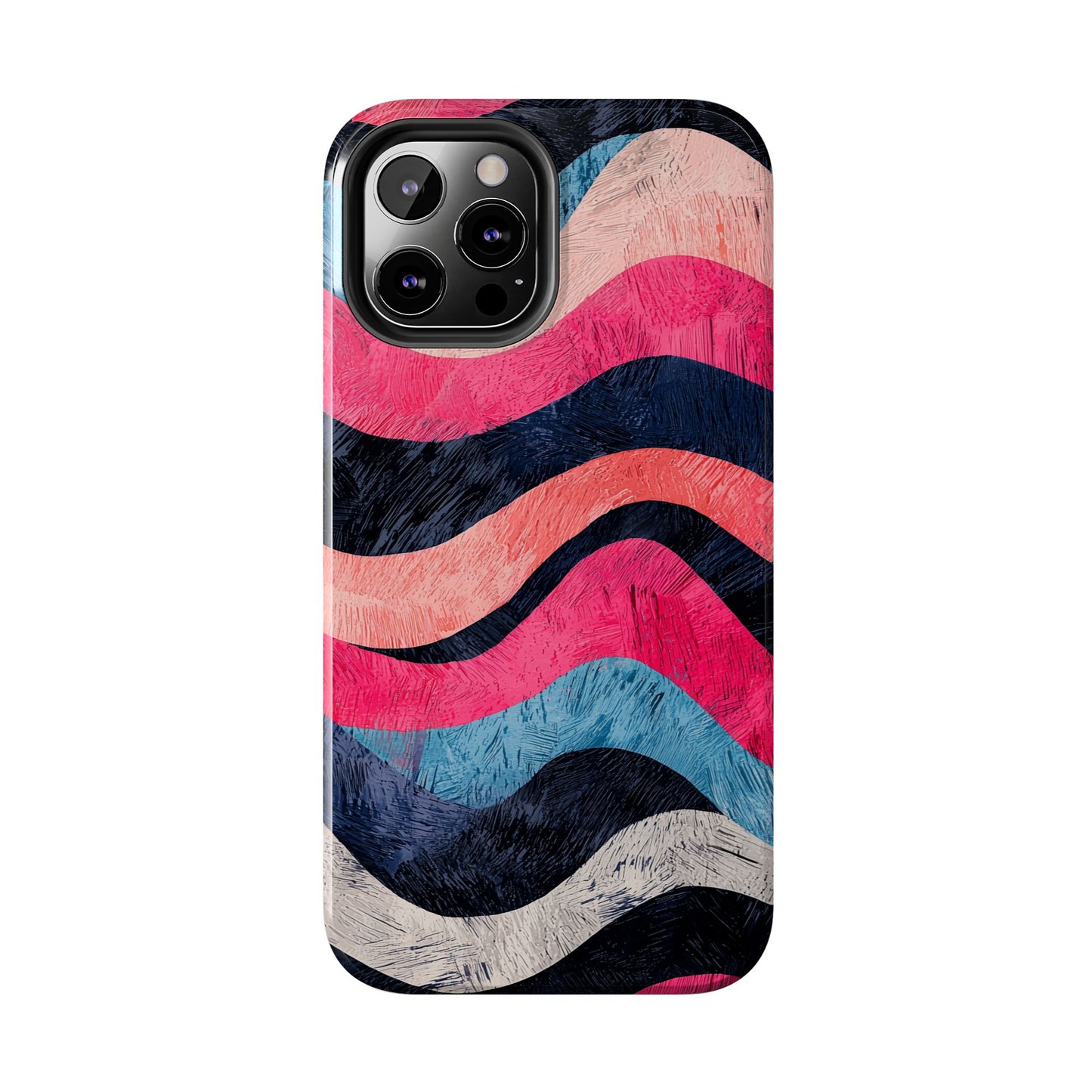 Abstract Wave Pattern iPhone Case – Shockproof, Matte Finish, Dual-Layer Protection