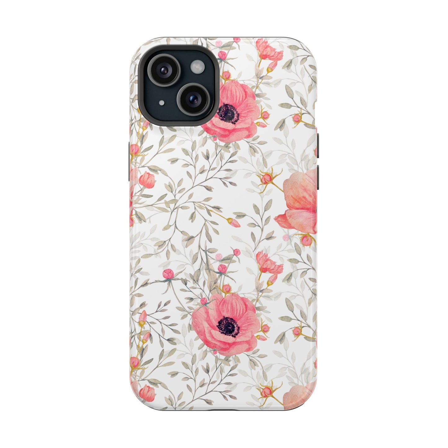 Pink Floral Watercolor MagSafe iPhone Case – Elegant Blossom Design with Magnetic Compatibility