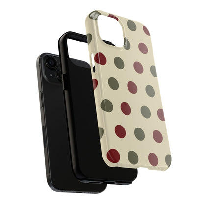 Red & Green Polka Dots on Cream – iPhone Case