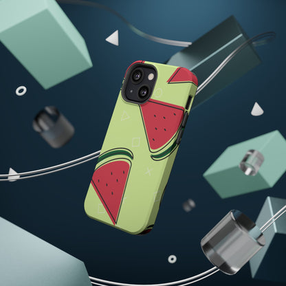 Watermelon Slice MagSafe iPhone Case – Fresh & Fun Design with Retro Geometric Pattern