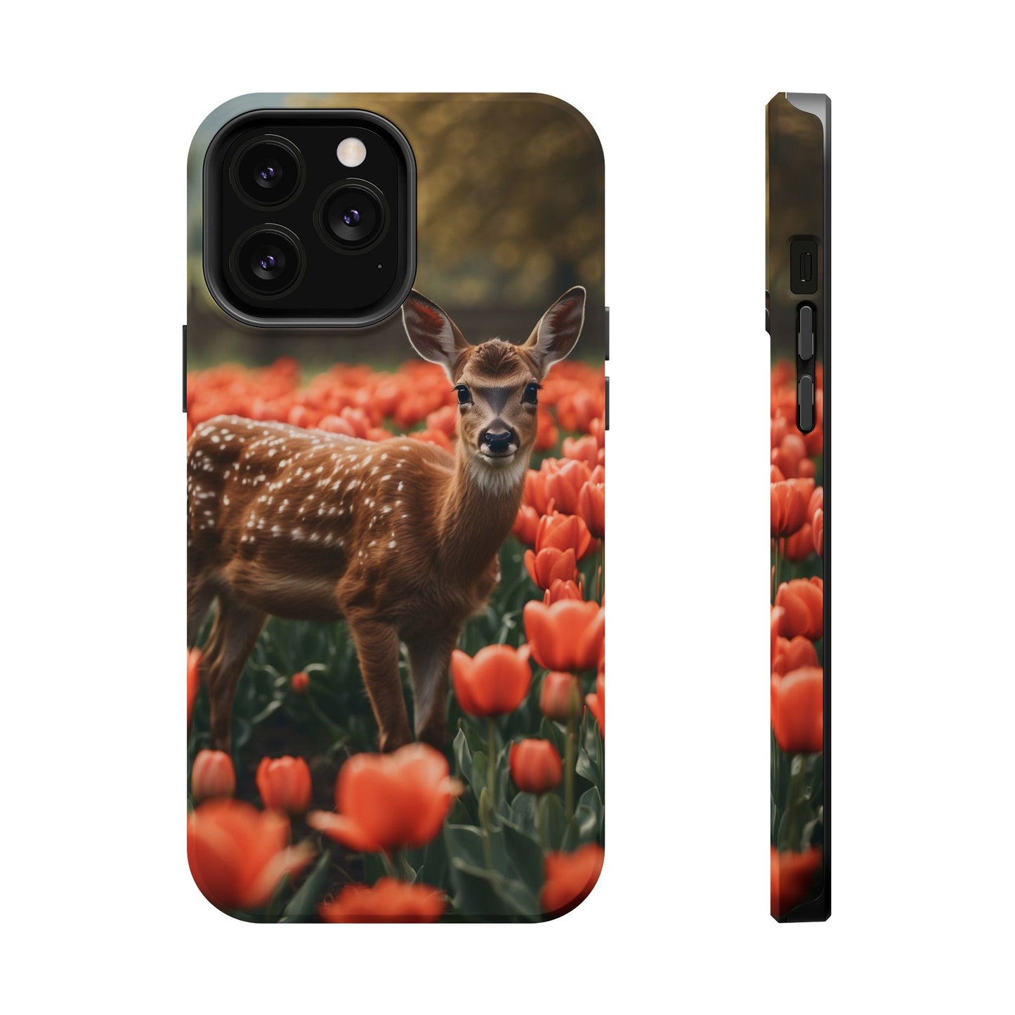 Fawn Among Tulips MagSafe iPhone Case