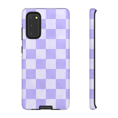 Lavender Checkerboard Samsung Galaxy Case – Shockproof, Smooth Matte Finish, Dual-Layer Design