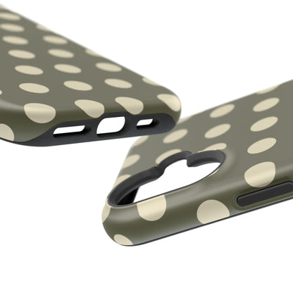 Vintage Green & Cream Polka Dots – MagSafe iPhone Case